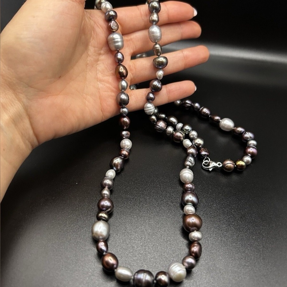 Honora Collection Cultured Pearl Endless Strand Necklace, Black Sterling Silver​
